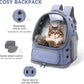 Cat Backpack Carrier, Breathable Cat Carrier Large Space Bubble Pet Backpack for Kitty Small Dog up to 12lbs, Transparent & Foldable Pet Carrier for Travel Hiking (Blue