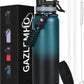 40 oz Insulated Water Bottle with Straw& Spout 2-in-1 Lid, Triple Wall Vacuum Stainless Steel Cold 48H, Leak Proof Sports Metal Flask Jug with Paracord Handle, Indigo Black