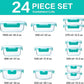M MCIRCO 24-Piece Glass Food Storage Containers with Locking Lids,Glass Meal Prep Containers Set - Airtight Lunch Containers, Microwave, Oven, Freezer and Dishwasher,Green