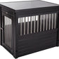 New Age Pet ECOFLEX Dog Crate End Table - Furniture-Style Pet Crate for Crate Trained Dogs - Stainless Steel Tubing & a Latched Closure - 10 Year Manufacturer's Warranty, Medium, Black