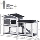 PawHut 62" Rabbit Hutch, Wooden Bunny Hutch, Guinea Pig Cage, Small Animal Enclosure with Run Area, Removable Tray, Asphalt Roof, Lockable Doors and Ramp, Gray
