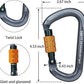 Auto Locking Rock Climbing Carabiner Clips, Heavy Duty Asymmetrical Carabiner Connector Used for Rappelling Rescue Outdoor Climbing, Mountaineer, Hammock, Camping