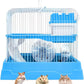 PINVNBY 2-Tier Dwarf Hamster Cage, Travel Portable Mouse Cage Gerbil Cages and Habitats Small Animal Carrier with Castle House Running Exercise Wheels, Water Bottle and Food Dish(Gray)