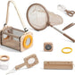 Wooden Bug Catcher for Kids, 8-in-1 Insect Exploration Set with Butterfly Net, Magnifying Glass, Bug Habitat, Tweezers, Compass,Outside Toys for Toddlers