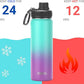 DRINCO Stainless Steel Water Bottle Spout Lid Vacuum Insulated Double Wall Water Bottle Wide Mouth (40oz 32oz 22oz 18oz 14oz) Leak Proof Keeps Cold or Hot (22 oz, 22oz Ombre Fuschia Teal)