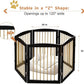 Freestanding Pet Gate for Dogs, Foldable Wooden Dog Gate for House, Extra Wide Indoor Pet Barrier for Stair, Doorway, Hall, Support Feet Included, 120 Inch Wide, 6 Panels 24",Black&Gold