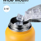 Water Bottle 32 oz Insulated with Straw, Coolflask Stainless Steel Metal 3 Lids Water Flask Wide Mouth for Sports or Office, Non-BPA Keep Cold Up to 48 Hrs or Hot Up to 24 Hrs, Ombre Yellow/Orange