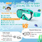 Kids Swim Goggles 180° Snorkel Diving Mask with Nose Cover, Anti-Fog Kids Swimming Goggles with Elastic Fabric Strap for Kids Boys Girls