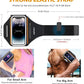 Running Armband with Earphone Bag Cell Phone Armband for iPhone 16 15 Pro 14 Plus 13 11 XR XS, Galaxy S24/S10 Water Resistant Sports Phone Holder Case & Zipper Slot Car Key Holder for 6.9 inch Phone