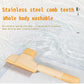 Pet Hair Removal Comb Flea Comb, Cat Grooming Brush with Release Button, Cat Grooming Supplies for Short and Long Hair Cats Removing Matted Fur