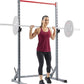 Sunny Health & Fitness Multifunctional Strength Training Home Gym – Complete Workout Equipment with Training Attachments, Optional Squat Stand, Power Rack Cage, Adjustable Incline Bench