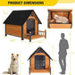 Outdoor Dog House with All-Around Insulated Liner Weatherproof Puppy Shelter Indoor Dog Kennel, Anti-Bite Dog Home for Large Breed with Porch (Brown, Large)