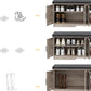 2-Tier Storage Bench, Shoe Bench with Padded Seat Cushion, Entryway Bench with 4 Barn Doors, Adjustable Shelf, 13.8" D x 47.2" W x 17.7" H, for Entryway, Living Room, Bedroom, Greige