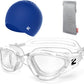 ZIONOR G1 Lite Swim Goggles with Swim Cap Comfortable Anti-fog Swimming Goggles Cap Set for Adult Men Women