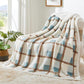 PU MEI Super Soft Faux Rabbit Fur Sherpa Fleece Throw Blanket, Reversible Luxury Cozy Cute Furry Blanket, Plush Warm Shaggy Fluffy Checkered Blankets for Sofa Couch Bed (Green-Plaid, 60" x 80")