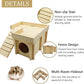 Wooden Hamster Hideout Hamster Wood House with Ladder Hides Platform Decor Detachable Small Animals Cage Accessories for Rat Gerbils and Other Small Pets