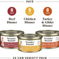 Amazon Brand - Wonder Bound Wet Cat Food, Pate, No Added Grain, Variety Pack (Beef/Chicken/Turkey & Giblet), 3 ounce (Pack of 24)