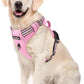 Funfox Dog Harness No Pull, Adjustable Pet Vest Harness, Super Soft Material with Vertical Handle Easy Control, Reflective Night Walking, 2 Leash Clips for Large Dogs, Pink, L