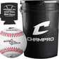 CHAMPRO CBB-90 Durahide Cover Baseballs in a Black Bucket – 30 Balls and one Rods Can Sleeve Included