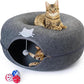 Meow Mansion Large Cat Cave Donut - Cat Tunnel; up to 30lbs - 3 Toy Balls & Hanging Ball Included - Scratch Resistant, Detachable and Cleanable Cat Donut Bed