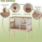 Guinea Pig House for 2 with Stand, Small Animals Rabbit Cages with a Pull Out Tray, Wooden 2-Story Indoor Large Hamster Habitat Playpen with Ramp, Hideout, Platform