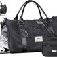 FIORETTO Womens Gym Tote Duffle Bag with Toiletry Bag, Sports Duffel Overnight Hospital Workout Carry on Bag for Girls with Wet Pocket & Shoe Compartment, Ideal for Travel, Swimming, Dance Black