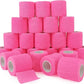 24 Rolls Pink Elastic Self Adhesive Bandage Wrap, Breathable Flexible Fabric Non Woven Cohesive Bandage, Ankle Sprains Swelling Medical First Aid Sports Athletic Tape, Dogs Pet Vet Wrap 2 in x 5 Yards