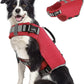 Pawaboo Dog Life Jacket, Reflective Dog Safety Vest Adjustable Pet Life Preserver with Strong Buoyancy & Sturdy Rescue Handle, Ripstop Dog Lifesaver Vests for Swimming, Boating, L, Red