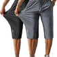 Men's Capri Pants 3/4 Joggers Gym/Workout/Hiking Below Knee Long Shorts Lightweight Quick Dry with Zipper Pockets