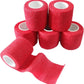6 Pack 2" x 5 Yards Self Adhesive Bandage Wrap Breathable Cohesive Vet Wrap for Pets, Elastic Self-Adherent Tape for Sports, Wrist, Ankle (Red)