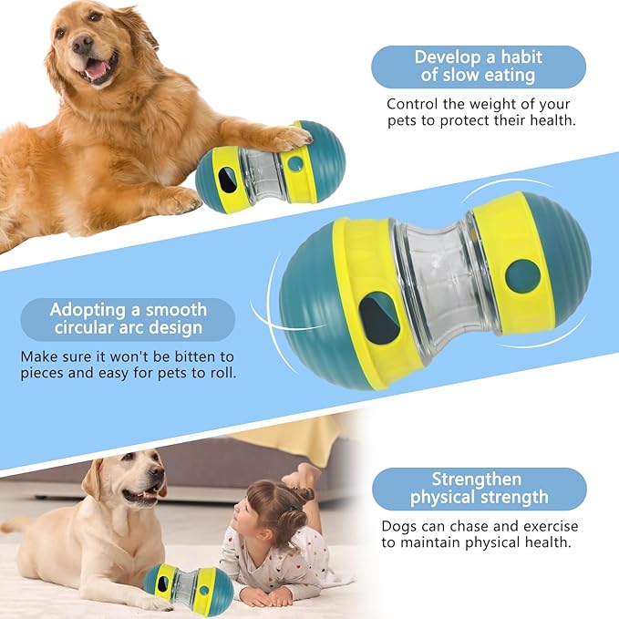 Interactive Dog Toys to Keep Them Busy, Puppy Puzzle Adjustable Food Dispenser Slow Feeder, Enrichment Treat Dispensing Toy Ball for Large/Medium/Small Breed Dogs Pet Gift (Yellow)