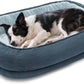 Orthopedic Dog Bed for Large Size Dog Washable Cover, Egg Crate Foam Bed for Senior Dogs,Oval Kennel Bed, Pet Couch Bed with Four Sided Bolster, Removable Washable Cover Non-Slip Bottom, Haze Blue
