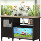 Fish Tank Stand, Modern Aquarium Stand with Built-in Cabinet and Shelves - Sleek Black Iron and Wood Grain Design for Stylish Home Décor（ 51.97" x W 19.69" x H 31.5"） Black