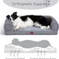 Hollypet Orthopedic Dog Bed for Large Dogs, Supportive Foam Pet Couch with Removable Washable Cover and Non-Slip Bottom, Waterproof Lining Dog Sofa Bed, Gray, L (36 * 26 * 8)
