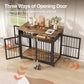 39.4" Dog Crate Furniture for Medium and Large Breed, Dog Kennel Furniture with Storage Shelf & Lockable Wheels, Heavy Duty Wooden End Side Table Pet Cage Indoor, Chew-Resistant, Brown