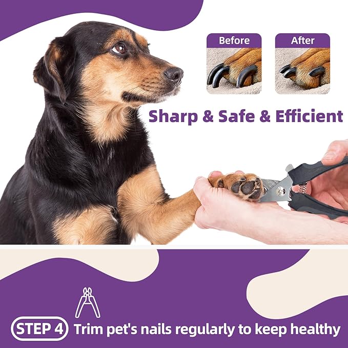 Dog Brush for Shedding, 7 PCS Dog Grooming Brush Kit Including Undercoat Rake, Slicker Brush, Dematting Comb, Nail Clipper, Bath Brush for Long & Short Haired Dogs, Cats - Purple
