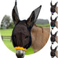 Donkey Fly Mask with Long Ears (Orange) Made in USA - Mule Fly Mask with Ears Protection from Insects and Bugs, Small Donkey Soft Mesh Fabric with Adjustable Fastener, Face Cover Supplies for Donkeys
