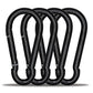 KINLINK 4 Pack Black Carabiner Clip, 5.5 inch Heavy Duty Spring Snap Hook, Large Caribeener Clips for Camping, Swing Set, Hammock, Hiking, Travel, Weight Lifting Machine, Home Gym Equipment