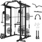 Mikolo Power Cage, Power Rack with Cable Crossover System, 1500LBS Squat Rack with LAT Pull Down System, Workout Cage with Pulley System for Fitness Home Gym