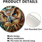 Lygond Metal Sign Tin Sign Circular Stained Glass Owl Metal Garden Sign for Club 12×12 Inches