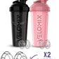 '-2 Pack- 28 oz Protein Shaker Bottles for Protein Mixes - 2x Wire Whisk | Leak Proof Shaker Cups for Protein Shakes | Protein Shaker Bottle Pack | Shakers for Protein Shakes-Pink&Black