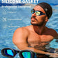 7 in 1 Swim Goggles + Swim Cap for Men Women,No Leak Anti-Fog & UV, Wide Visio HD Mirror PC Lens