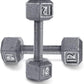 WF Athletic Supply Cast Iron Solid Hexagon Gray/Black Dumbbells, Strength Training Free Weights Set of 2 for Women and Men, Hand Weights Sold by Pairs, Multi-Select Size Options Available