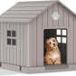 Vixzen 32in Large Outdoor Dog House,Durable Water Resistant Resin Dog House,Doghouse for Small to Large Dogs Indoor or Outside,with Air Vent and Elevated Floor,Gray