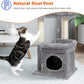 PEQULTI Cat Tree Tower for Indoor Cats with Private Cozy Cat Condo, Natural Sisal Scratching Posts and Plush Pom-pom for Small Cats