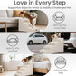 GoGoBunny Waterproof High Density Foam Curved Dog Stairs for High Beds Couches 19.7" H, 4-Step Ramp Dog Steps Friendly to Small Medium Dogs or Pets Joints, Non-Slip Balanced Durable Pet Step, Beige