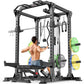 Power Rack Power Cages Multi-Function Squat Rack with Cable Crossover System Selectable More Training Attachment Weight Cage for Garage Home Gym