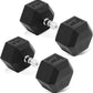 Rubber Encased Hex Dumbbell, Hand Weights with Anti-Slip Cast Iron Grip for Exercise & Fitness, Weights Dumbbells Set of 2 for Strength Training, 5-50 LBS Pair
