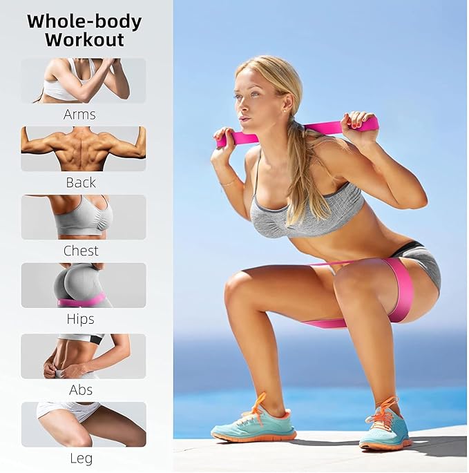 Resistance Bands Legs Hip Stretching Workout Elastic Rubber Loop with Exercise Fitness Guidance Men Women Yoga Pilates Gear Come with Carry Bag