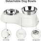 Stainless Steel Dog Bowls Set – Dual Non-Slip Pet Dishes with 2 Small (4oz*2) Bowls & Durable Resin Stand,Food & Water Feeder for Puppies, Kittens, and Small Breed Dogs– White